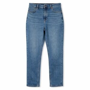 American Eagle High Rise Mom Jeans Stretch Medium Wash 8 Long Slim Leg
